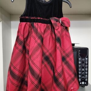 Elegant Red Plaid Kids Formal Dress